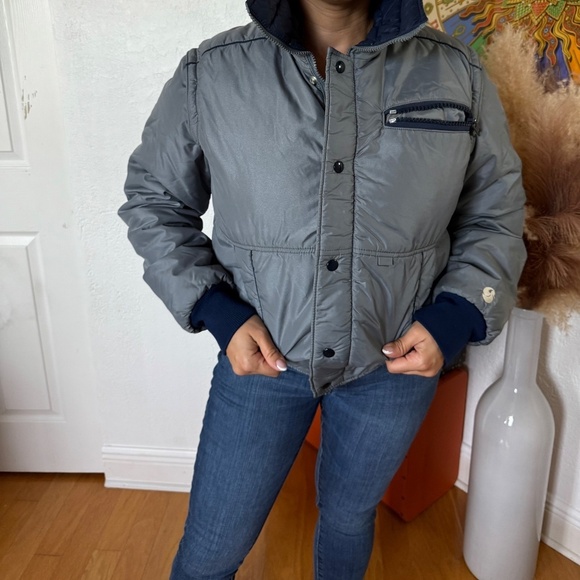 Vintage 1990s, ComfySki Grey/Blue Jacket with removable sleeves, Mens Medium - Picture 8 of 10